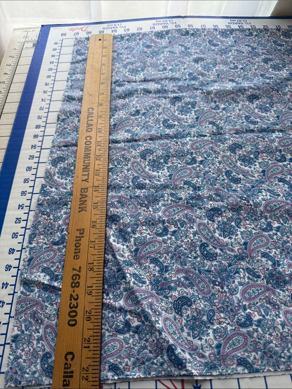 Vintage Peter Pan Fabrics Paisley Floral Cotton Fabric 1 3/4 Yards x 44”